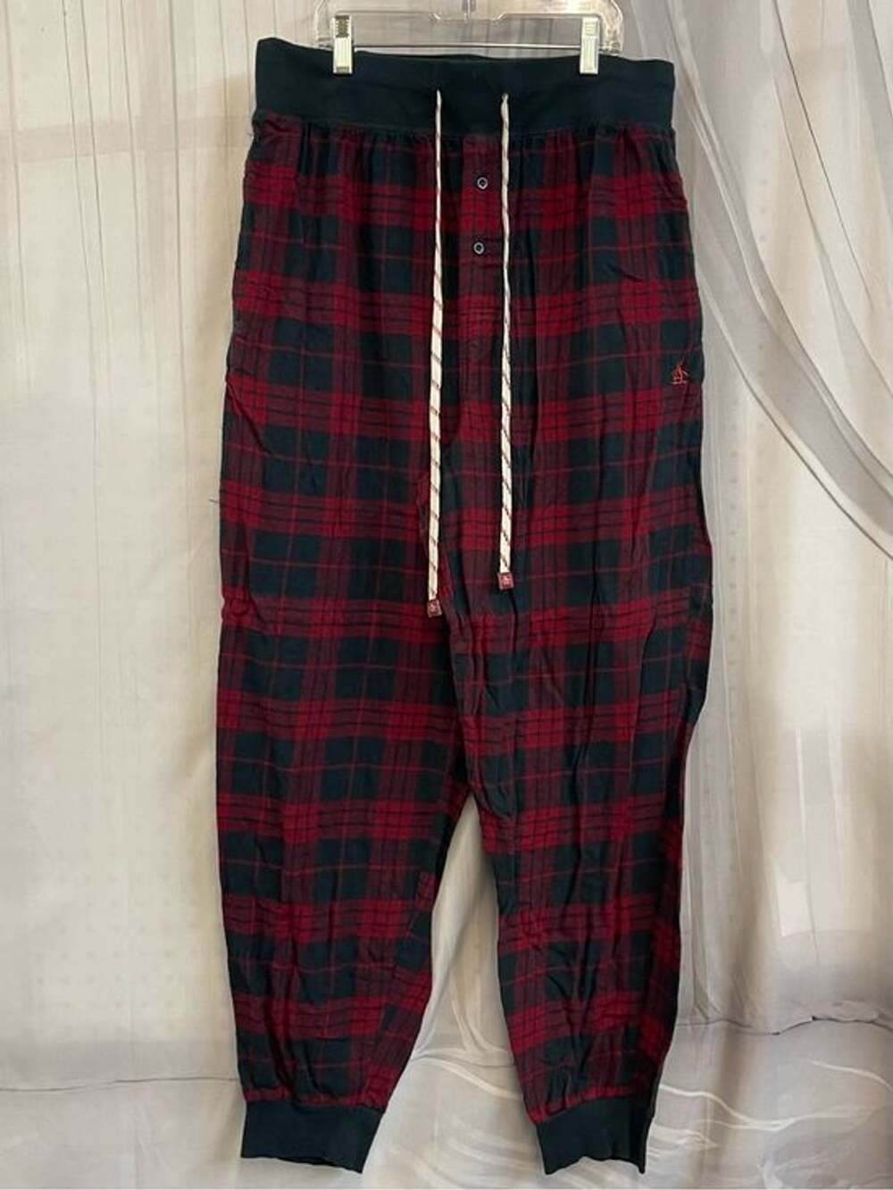 Y2K Vintage Original Penguin by Munsingwear XL Plaid Jogger Pants Black Red